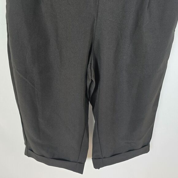 Bloomchic Pants Women's 1X Black Cropped Pleated Elastic Waist Pocket NWT - Picture 4 of 12